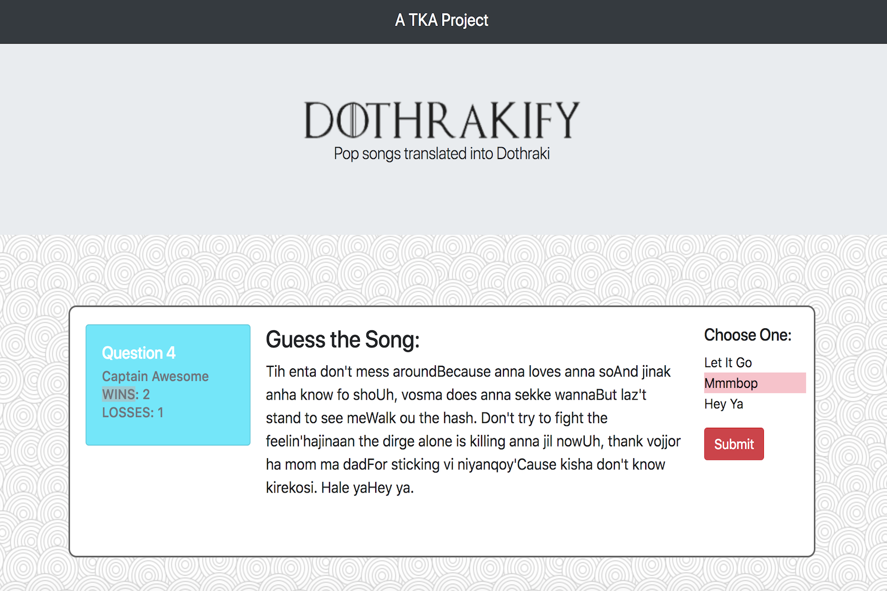 Image of a Dothrakify app